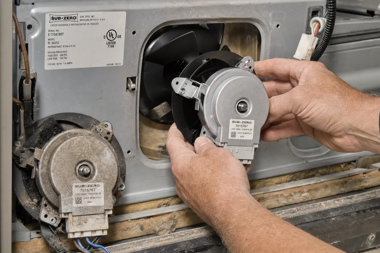 Close-up of an OEM appliance part replacement