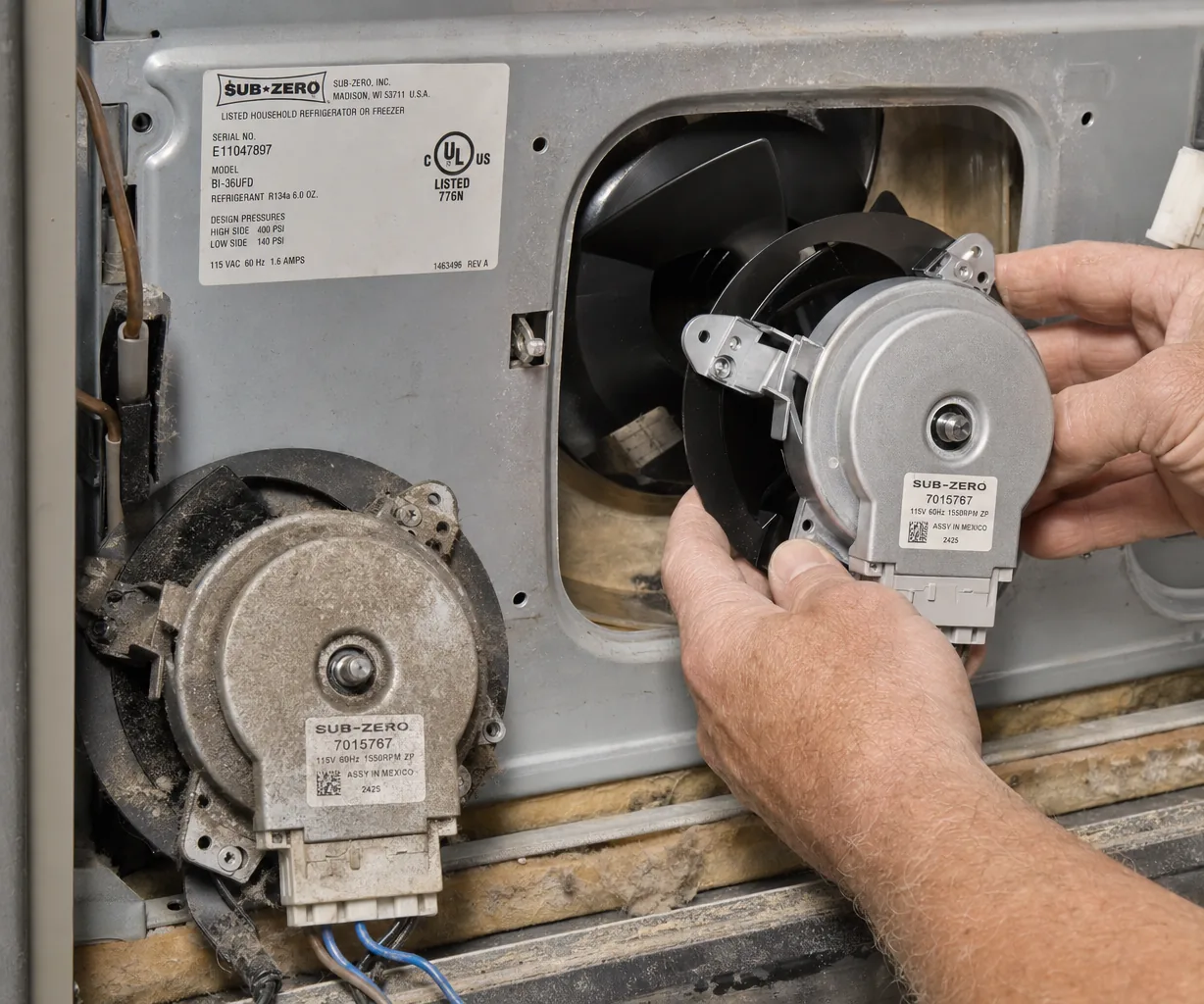 Close-up of an OEM appliance part replacement